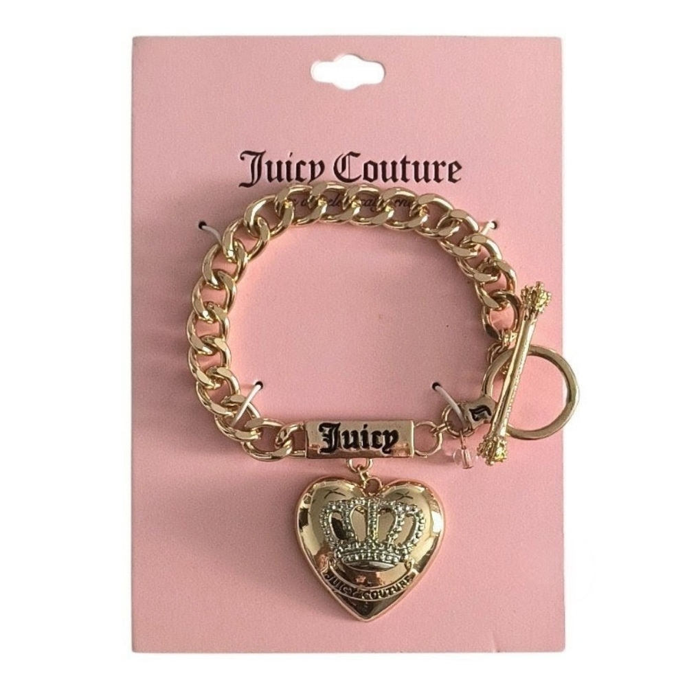 Juicy Couture Gold-tone Crown Heart Toggle Bracelet